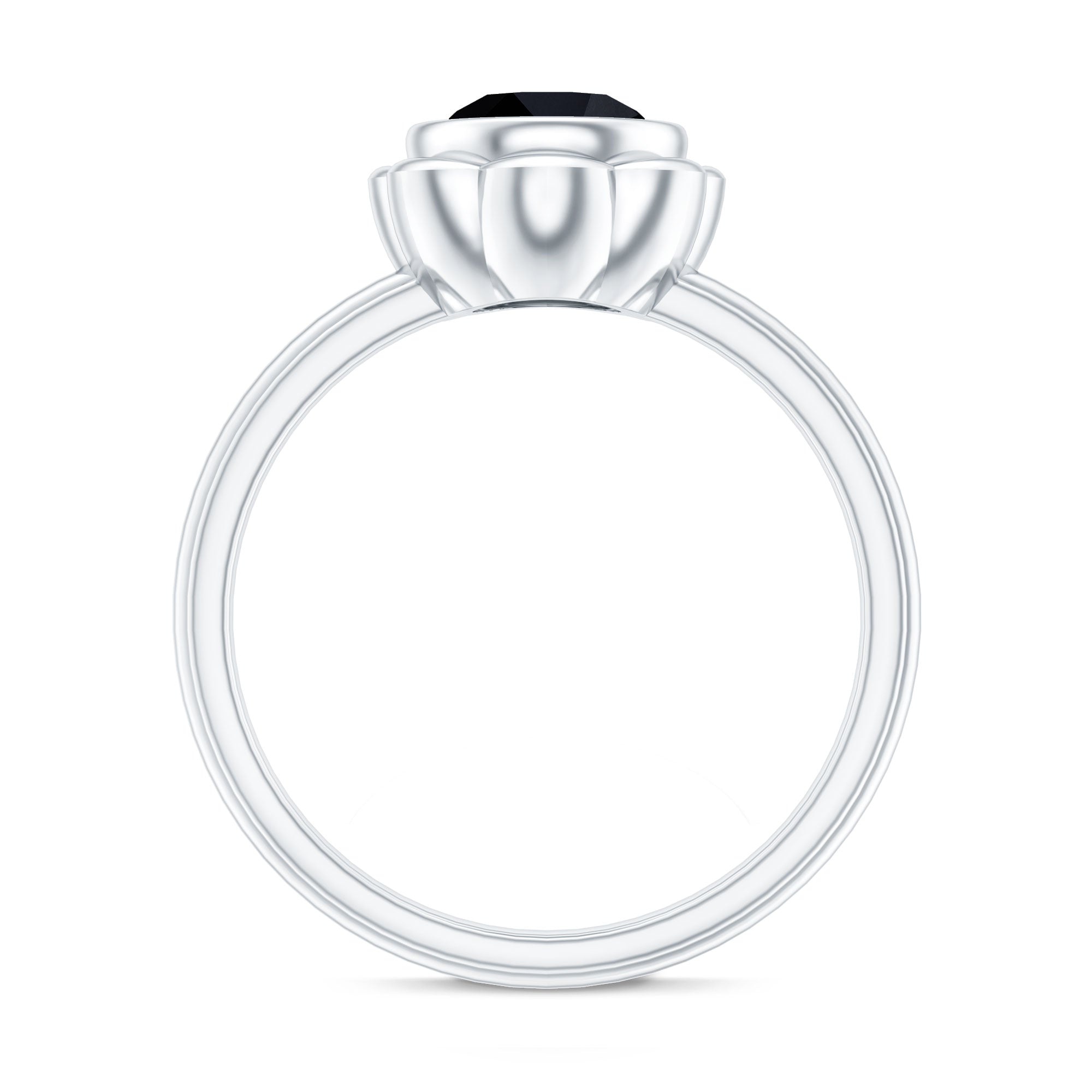 1.2 Carat Black Onyx Bezel Set Engagement Ring