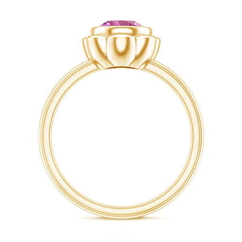 1 Carat Round Pink Tourmaline Flower Engagement Ring