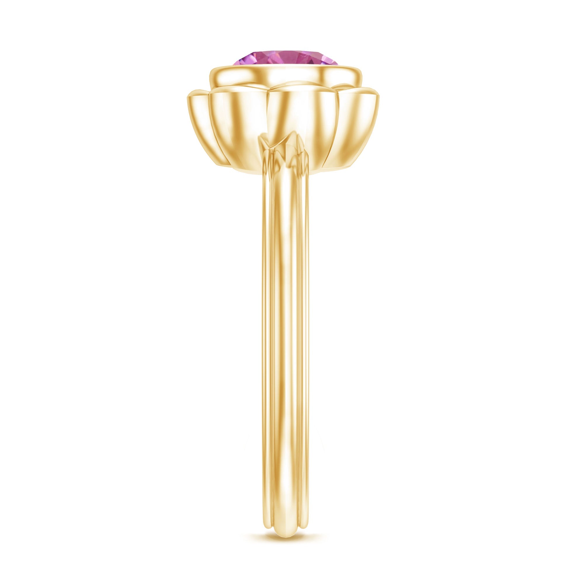 1 Carat Round Pink Tourmaline Flower Engagement Ring