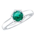 Certified 0.8 Carat Lab Created Emerald Solitaire Engagement Ring